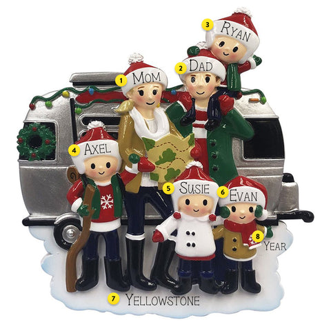 Personalized RV Family of 6 Ornament
