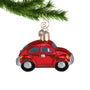 Beetle shaped buggy car ornament hanging by gold hook