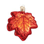 Glass maple leaf ornament in red