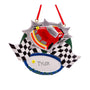 Red Racing Car with Race Flags Ornament