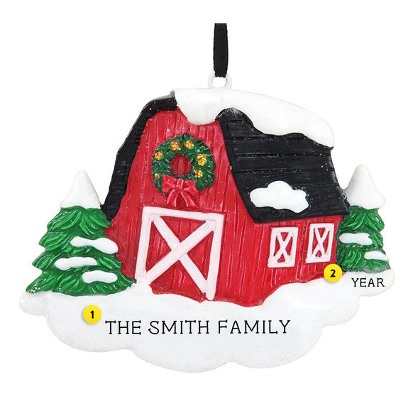 Red Barn Ornament for Christmas Tree