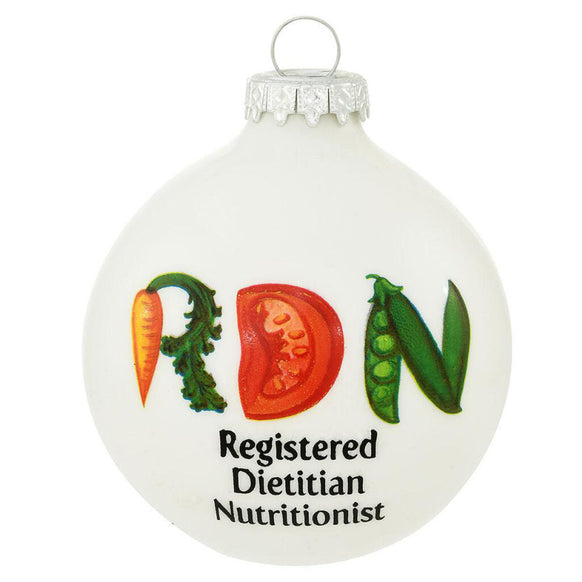  Registered Dietitian Nutritionist - RDN Christmas Ornament round glass ball with vegetables spelling out RDN