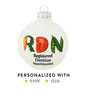  Registered Dietitian Nutritionist - RDN Christmas Ornament round glass ball with vegetables spelling out RDN