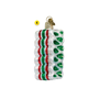 Ribbon Candy White, Red and Green Striped Glass Christmas Ornament Variant E