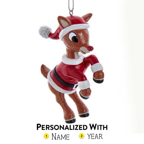Rudolph In Santa Suit Ornament