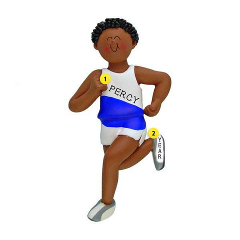 Personalized Runner Ornament - African-American Male