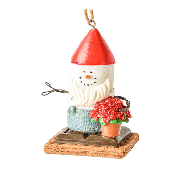 S'mores Gnome with Flowers Ornament