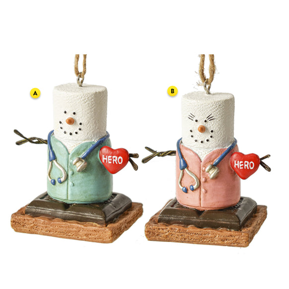 S'mores Hero Christmas Tree Ornament, 2 Assorted A. Blue, B. Pink