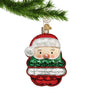 Santa Popper Christmas Ornament hanging by a gold swirl hook