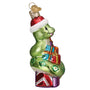 Santa Snake ornament with presents side view