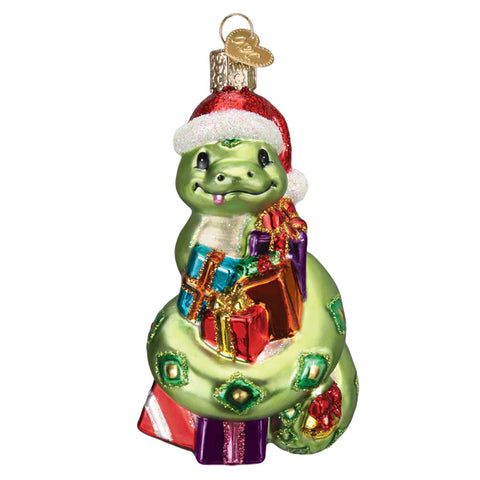 Santa Snake ornament with presents