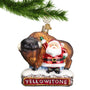 Yellowstone Park Christmas Ornament Santa with a buffalo 