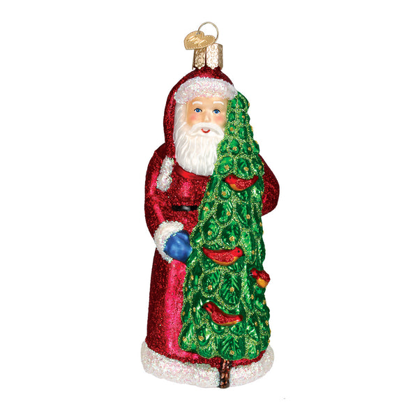 Santa with Calling Birds Ornament for Christmas Tree