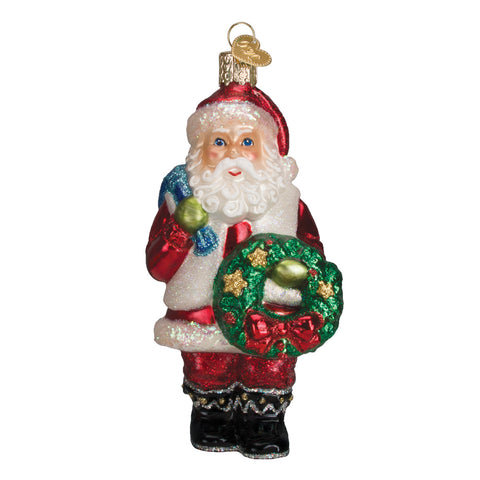 Santa with Wreath Ornaments for Christmas Tree