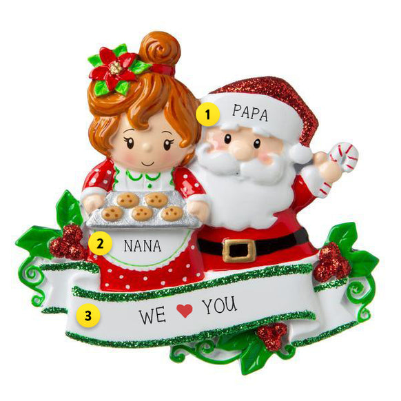 Santa and Mrs. Claus Baking Cookies Ornament For Christmas Tree