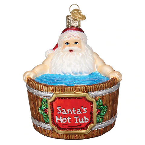 Santa's Hot Tub Ornament - Old World Christmas