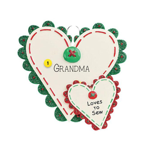 Scalloped Edge Sewing Heart Christmas Tree Ornament