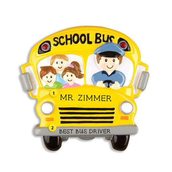 School Bus with Riders Ornament for Christmas Tree