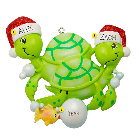 Sea Turtle Couple Ornament for the Christmas tree can be personalized