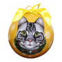 Personalized Tabby Cat Bulb Ornament - Silver