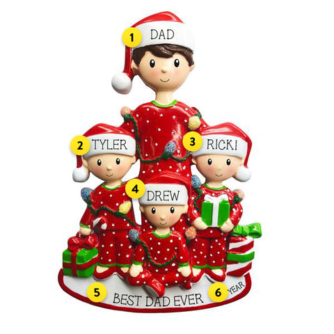 Single Dad with 3 Children Ornament For Christmas Tree