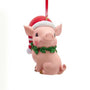 Personalized Sitting Pig with Santa Hat Ornament