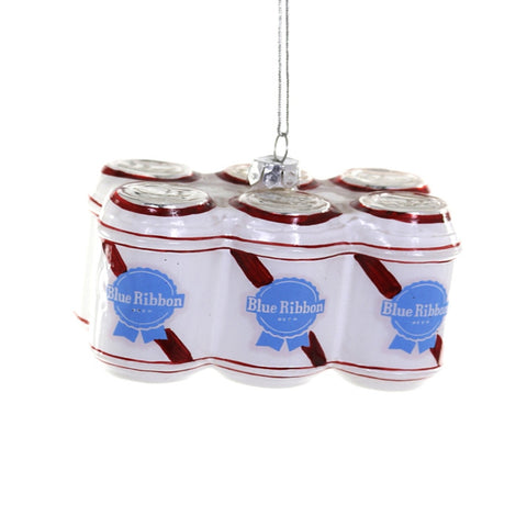 Personalized Blue Ribbon 6 Pack of Beer Ornament