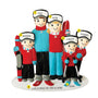 Snow Skiing Family of 5 personalized resin ornament