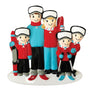 Snow Skiing Family of 5 personalized resin ornament