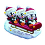 Penguin sled family ornament can be personalized. OR1915-3