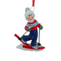 Female with Red Snow Skis Ornament for Christmas Tree
