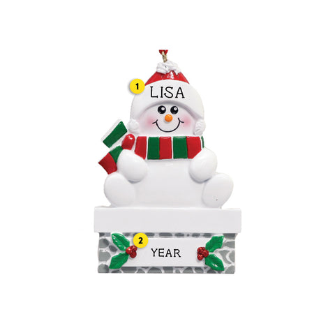 Snowman on Chimney Ornament for Christmas Tree