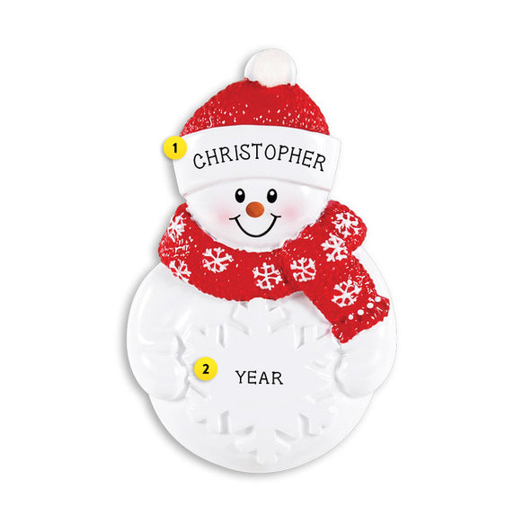 Snowman with Snowflake Ornament for Christmas Tree