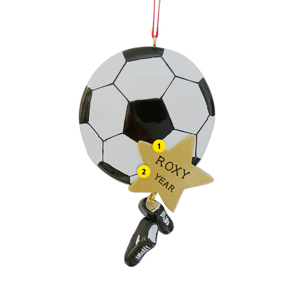 Soccer Ball with Star Ornament for Christmas Tree