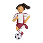 Soccer Ornament - White Female with Brown Hair, Red Uniform for Christmas Tree