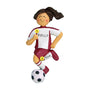 Soccer Ornament - White Female with Brown Hair, Red Uniform for Christmas Tree