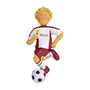 Soccer Ornament - White Male with Blond Hair, Red Uniform for Christmas Tree