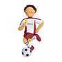 Soccer Ornament - White Male with Brown Hair, Red Uniform for Christmas Tree