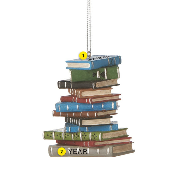 Personalized Stack of Books Ornament