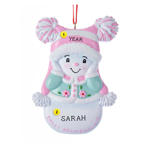 Sweet Granddaughter Snowgirl Ornament for Christmas Tree