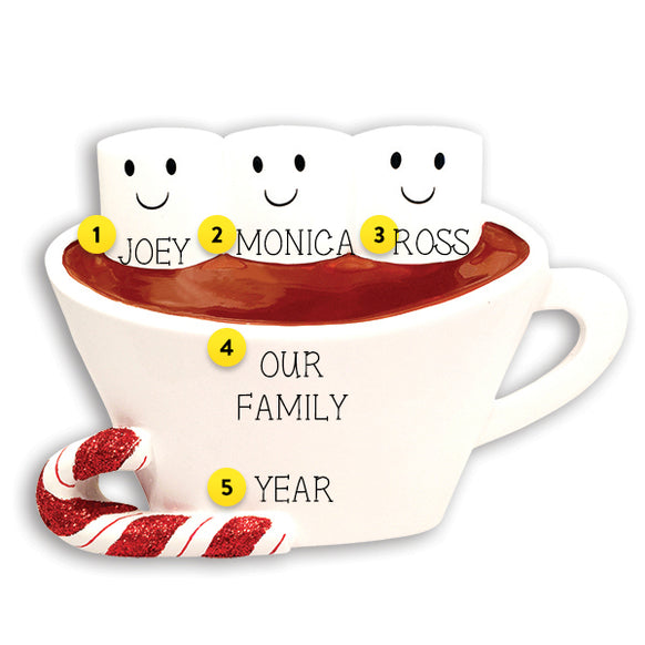 Personalized Hot Cocoa Family of 3 Table Top Decoration