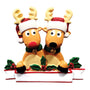 Personalized Reindeer Couple with Banner Ornament