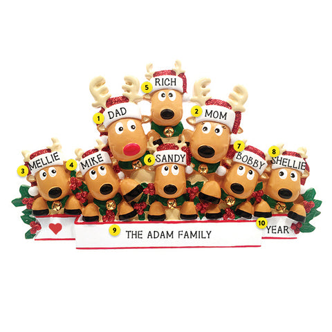 Personalized Reindeer Family of 8 Table Top Decoration