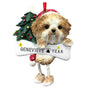 Tan Shih Tzu Puppy Cut Dog Ornament for Christmas Tree