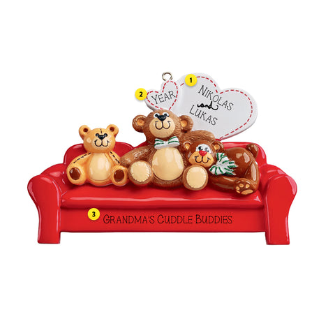 Personalized Three Bears on a Couch Ornament