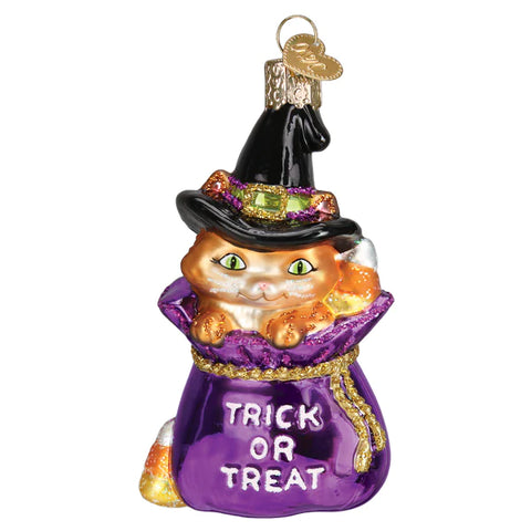 Trick-or-Treat Kitty in halloween bag Ornament - Old World Christmas