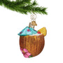 Tropical Drink in a Coconut glass Christmas ornament 