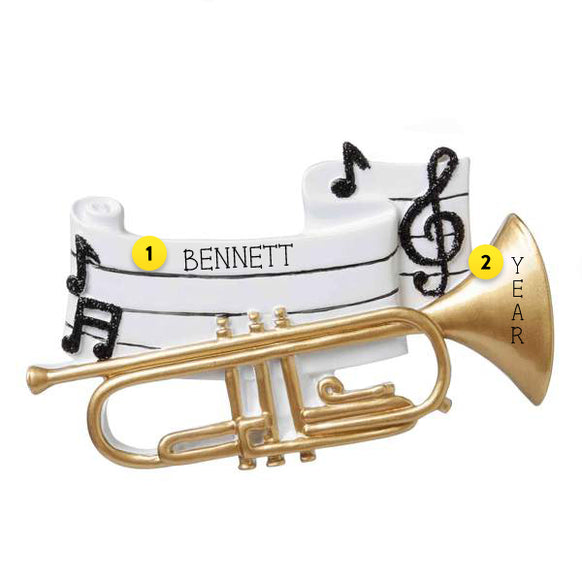 Trumpet Personalized Ornament For Christmas Tree