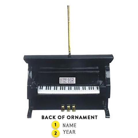 Upright Piano Christmas Ornament - Black Personalized