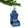 video gamer chair in blue and red with word gamer on seat glass Christmas Ornament